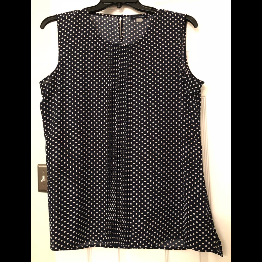 Navy Blue with White Tommy Hilfiger Shell Blouse